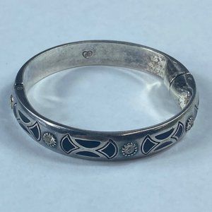 Brighton Clamper Style Bracelet Magnetic Closure Silver Tone Rhinestone Accents
